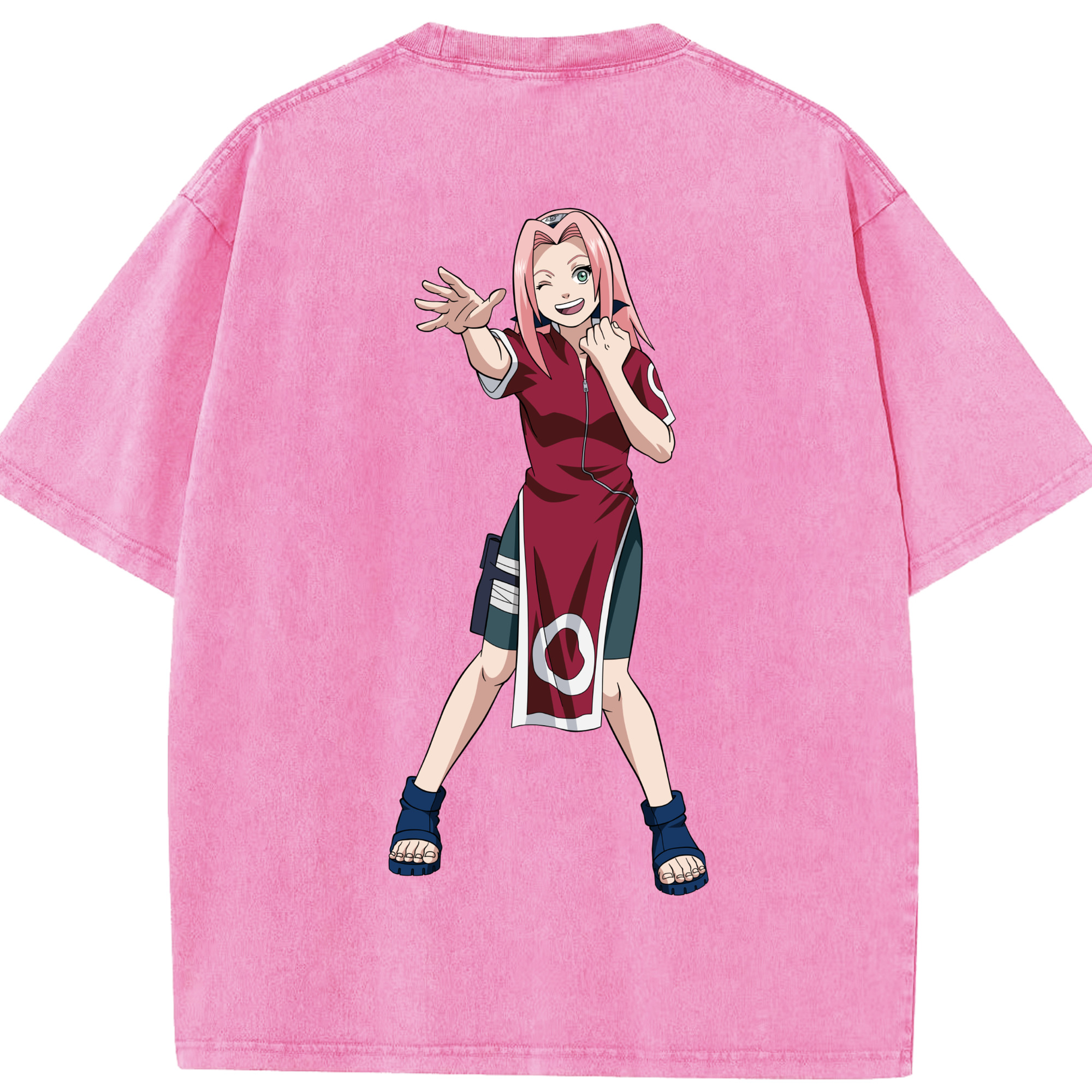 （画像用） NARUTO -ナルト- 春野サクラ Haruno Sakura 綿100% ヴィンテージ風 半袖Tシャツ（背面プリント）